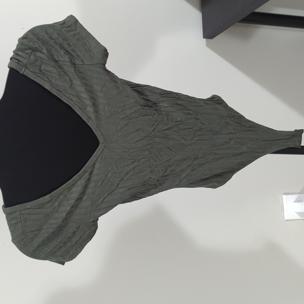 Altar'd State Olive Green V-neck Bodysuit